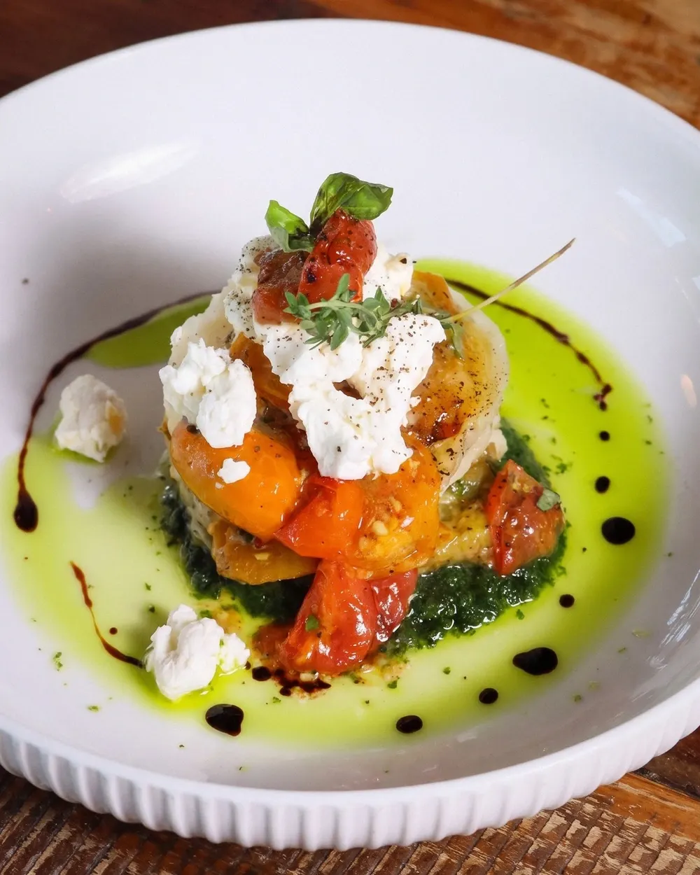 Heirloom Tomato & Goat Cheese Puff Pastry Napoleon
