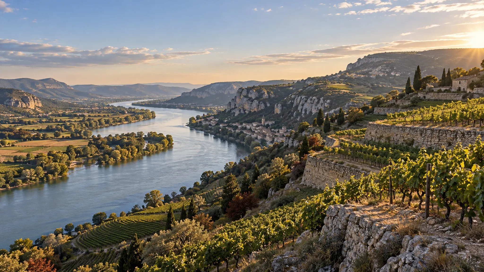 Illustrative landscape of Rhône Valley